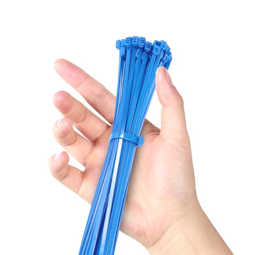 TORMEN 8 Inch Cable Ties, 18lbs Nylon Wire Zip Tie,Adjustable Assortment Cord Management for Home, Office, Gardening (Blue 100Pcs?