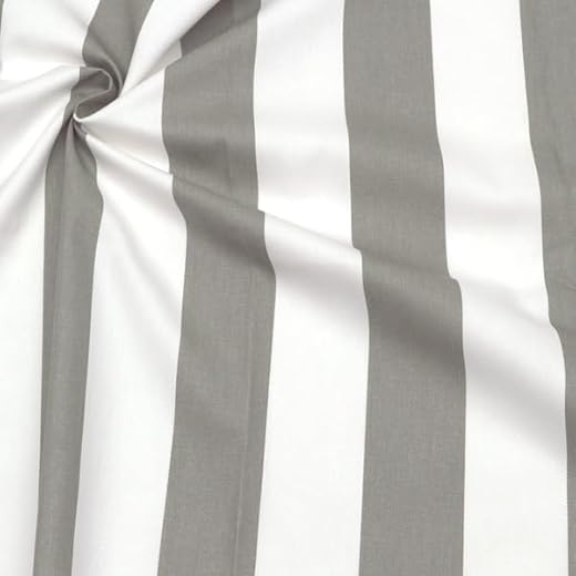 STOFFKONTOR 100% Baumwolle Köper Stoff Blockstreifen - Meterware, Farbe Grau-Weiss - zum Nähen von Bekleidung und Homeaccessoires