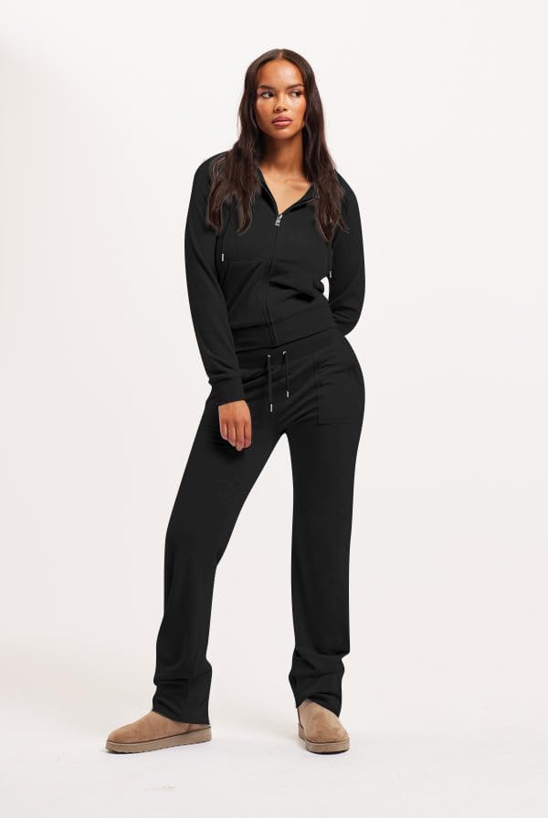 yidengymx Two Piece Velvet Hooded Outfits for Women, Womens 2 Piece Velour Tracksuit Zip Up Sweatsuit with Cargo Pockets - Image 7