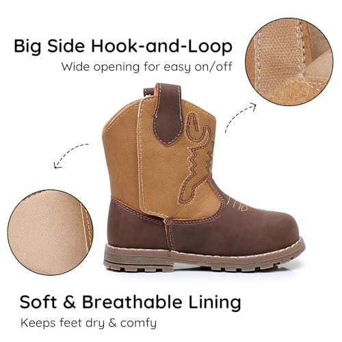 Apakowa Baby & Toddler Cowboy Boots for Boys Girls Infant Baby Cowboy Cowgirl Western Boots Round Toe All Seasons 6-36 Months (Infant/Toddler)2