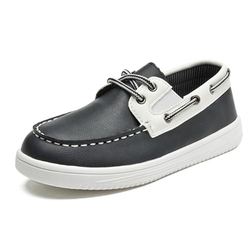 PPXID Mocassins Confortable Chaussures Plates Respirantes Garçon Chaussures de Ville Mariage Chaussure Costume Enfant pour École -Bleu Fonce 29