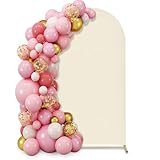 Bogen Hintergrund Abdeckung Hochzeitsbogen Abdeckung Hintergrundabdeckung, Doubleside Fotografie Bogenabdeckung für Hochzeit,Party Dekoration,Geburtstag,Party (Beige, 1,2x2,2m (4x7,2ft))