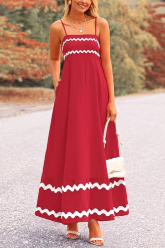 Image of PRETTYGARDEN Women's 2026 Summer Flowy Maxi Dress Casual Sleeveless Spaghetti Strap Ruffle Beach Long Dresses