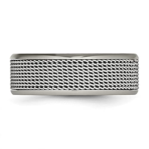 Diamond2Deal Titanium Base with Stainless Steel Mesh Center 8mm Wedding Band Ring3