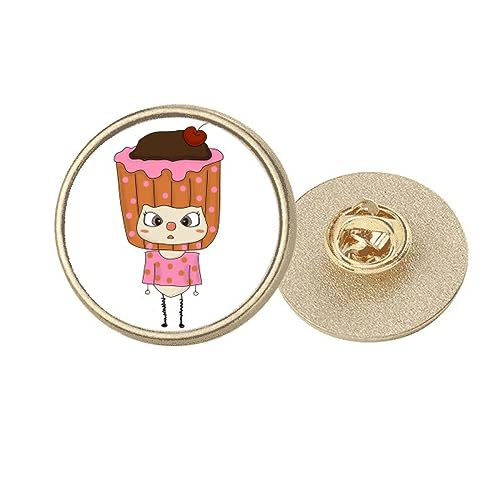 Broche ronde en métal doré Food Cupcake Broche d'humeur fantaisie gourmande taille M
