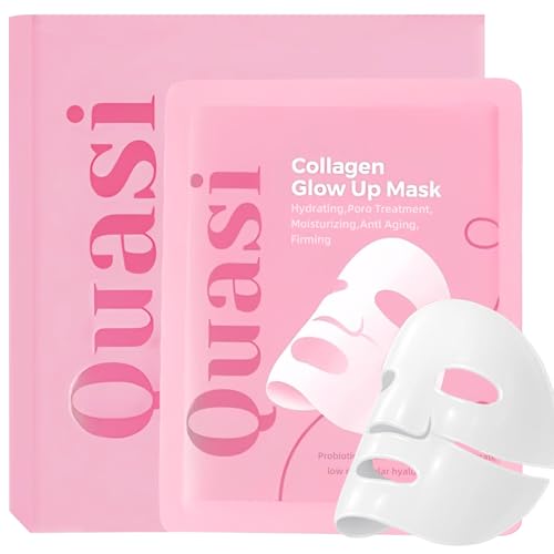 4PCS Quasi Bio Collagen Mask Collagen Face Mask Deep Hydration Reduces Wrinkles and Shrinks Pores Suitable for Sensitive Skin Layered Mask