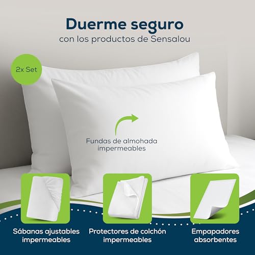 Miniatura 7 de Sensalou Funda De Almohada Impermeable 40x80 Cm Juego De 2 Disponible En 7 Tamaños Funda Protectora De Almohada Antialérgica Con Cremallera Blanca