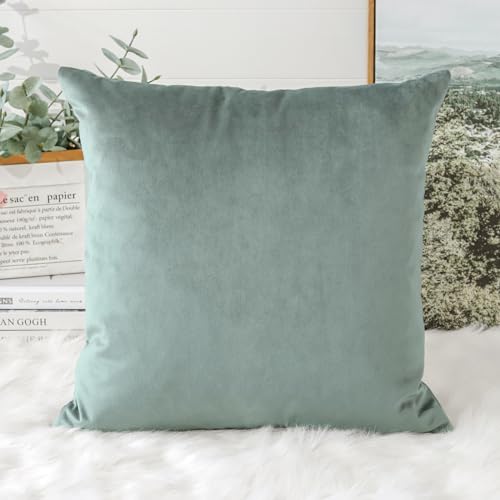 Artscope Luxury Velvet Cushion Covers Super Soft Decorative Square Throw Pillow Covers Case Cushion Covers for Sofa Couch Bedroom Car Decor 40x40cm Light Gray - Image 3