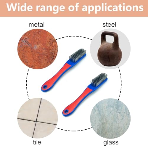 Image of Wire Brushes for Cleaning,2 PCS Heavy Duty Stainless Steel Wire Scratch Brush Heavy Duty Wire Brushes for Metal Rust Cleaning,Paint Scrubbing