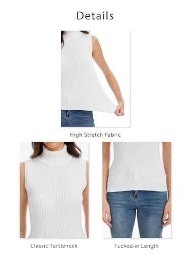 INKOFF Women’s Sleeveless Turtleneck Tops Ribbed Slim Fitted Turtle Neck Sweater Vest Dressy High Neck Knit Top4