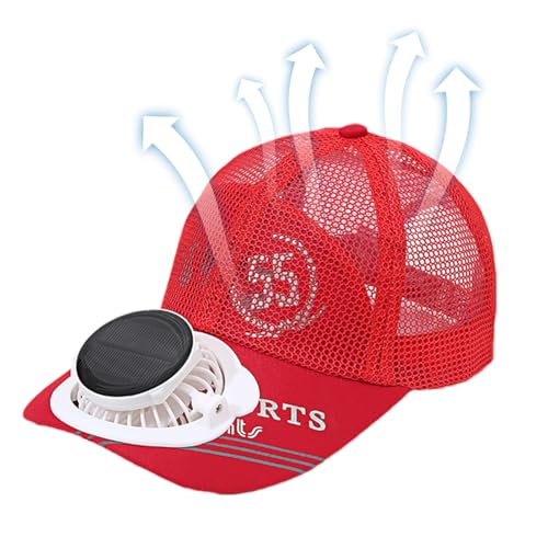 Sombrero De Ventilador con Energía Solar, Gorra De Béisbol con Ventilador Solar, Sombrero De Verano con Ventilador, Gorra De Béisbol para Hombre con Ventilador Solar, Sombrero De Ventilador, Rojo