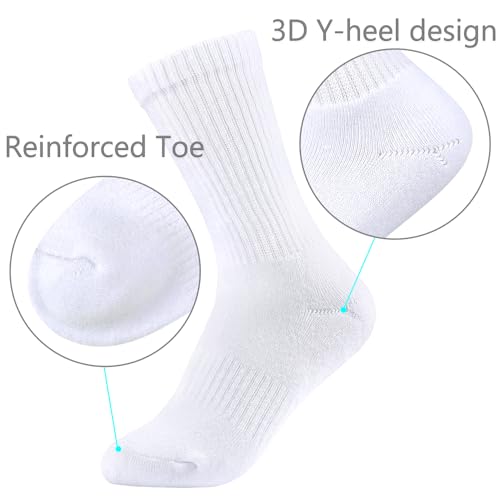 LO SHOKIM Crew Socks Women Athletic Socks Men Cushioned Running Socks 6 Pairs Cotton Dress Work Sports Socks 4-104