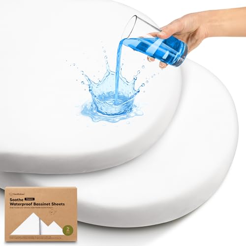 2-pk Waterproof Bassinet Sheets Girls, Boys, Cotton - 33x17 Universal Bassinet Mattress Pad Protector Cover, Compatible with Graco,Baby...