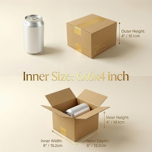 Image of 6x6x4 Shipping Box set of 40, Kraft Business Corrugated Box Mailers for Packaging