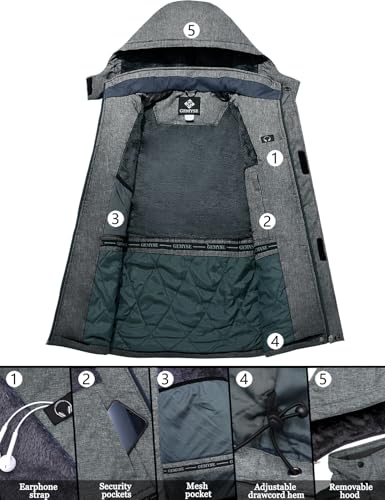 Image of GEMYSE Men's Ski Snow Jacket Warm Winter Waterproof Coat Snowboard Rain Jacket Hooded Windproof Windbreaker