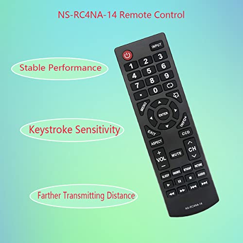 GHUST Controle remoto de substituição universal NS-RC4NA-14 para Insignia TV NS-37D20SNA14 NS-39D310