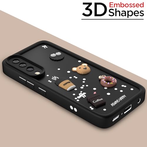 Image of Pikkme Back Cover for Samsung Galaxy A50 / A50s / A30s | Cute Fun Cartoon 3D Bear Silicone Full Body Protection Bumper Cover (Black) | Cute