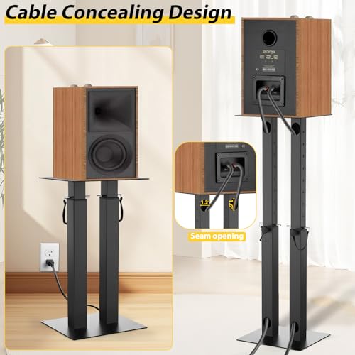 Universal Speaker Stand Pair Double Tubes Heavy Duty Bookshelf Speaker Stands Support 110lbs 16.7" to 29.3" Height Adjustable Floor Speaker Stand with Non-Slip Pad for Home Theater by IBVIVIC - Image 3