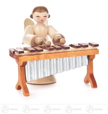 Ange au xylophone Rudolphs Schatzkiste, longue jupe en bois brut peindre de 6 cm