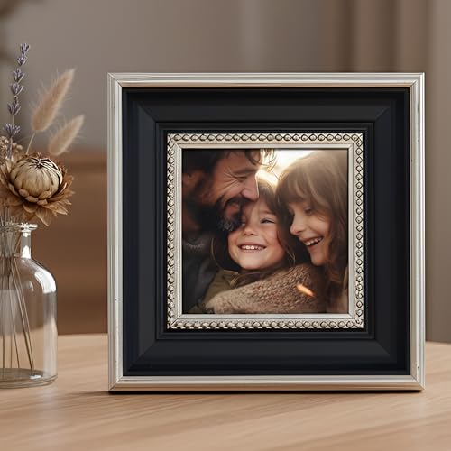 Image of Art Street Elegant Table Photo Frame for Tabletop With Back Stand, 5x5 Inch Photo, Decorative Frames Perfect for Home Decor, Durable, Birthday, Wedding, Return Gift (Black)