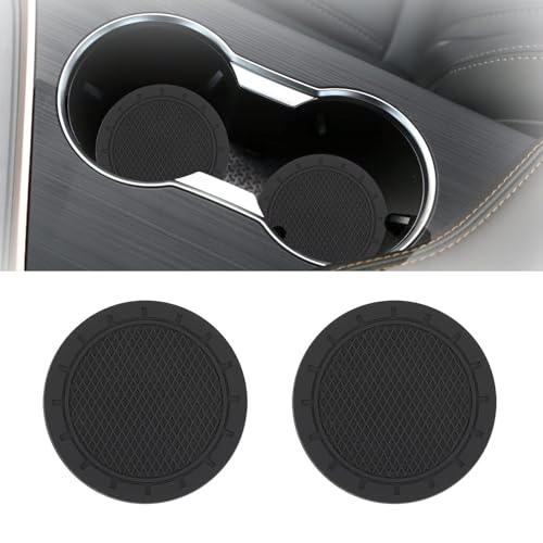 2 PCS Car Cup Coaster, Universal Car Cup Holder Coaster Black Car Cup Holder Insert, Non-slip Car Cup Holders for Hot Drinks Car Coasters for Cup Holders Car Accessories for Women Men