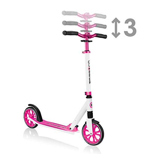 GLOBBER NL 205 Roller - Tretroller Kinder ab 8 Jahre - Scooter 205 mm - ABEC 7 - h&ouml;henverstellbar - wei&szlig;-pink