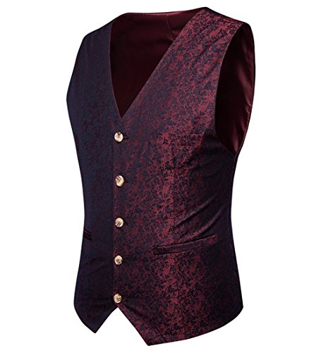 SOLOVEDRESS Men's 3 Pieces Casual Mens Suit Jacket Tux Vest Groomsmen Blazer4