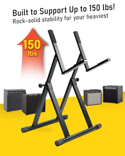 Image of Stage Rocker Heavy Duty Amp Stand for Guitar and Bass, Stable 64 A-Frame Support for Heavy Duty Amps, 150 lbs Capacity, Adjustable Height 26-31 inch, Black