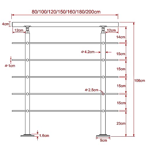 Main courante d'escalier design en acier inoxydable avec traverses de sécurité