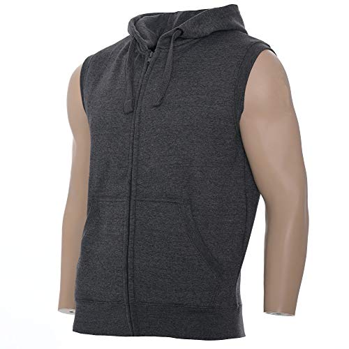 ROCK-IT Apparel Hoodie men Sleeveless zipped hoody Fitness Hoodie Men Sweater Training Vest Sweatshirt Tank Top S-4XL color Dark Grey S - Image 2