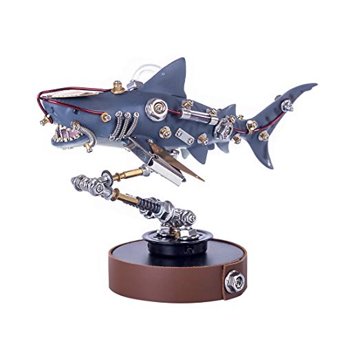 Zestaw samodzielnego montażu metalowych puzzli 3D rekinem, rozkładana układanka 3D, zestaw budowania stali nierdzewnej dorosłych, mechaniczna zabawka łamigłówka, ozdoba biurko – 136 elementów