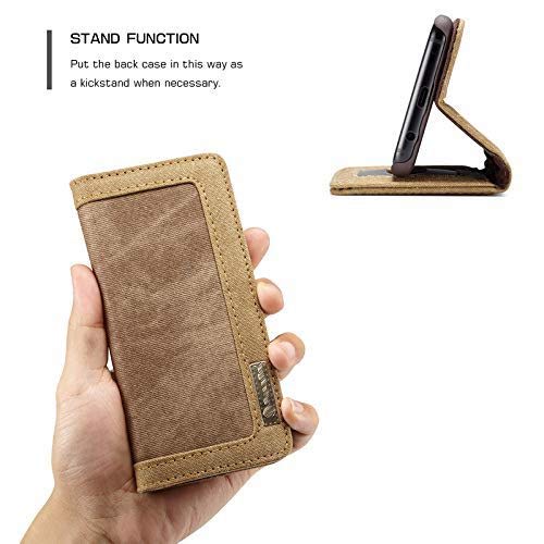 Image of ClickCase Iconic Series for Realme Narzo 20 pro Soft Canvas Denim Cloth Leather Wallet Flip Case Kick Stand with Magnetic Closure Flip Cover for Realme Narzo 20 pro (Beige Brown)