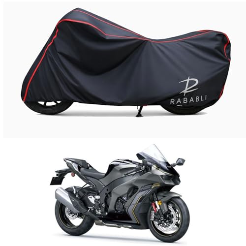 Image of Waterproof Bike Body Cover Compatible for | KawasaNinja ZX-10R STD | Taffeta Fabric, Red Piping Design, Bottom Elastic Fit | Dustproof, Sun UV & Rain Protection for All Bikes