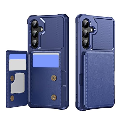 Étui rigide Samsung S21 FE coque bleu marine cuir silicone et fente carte arrière