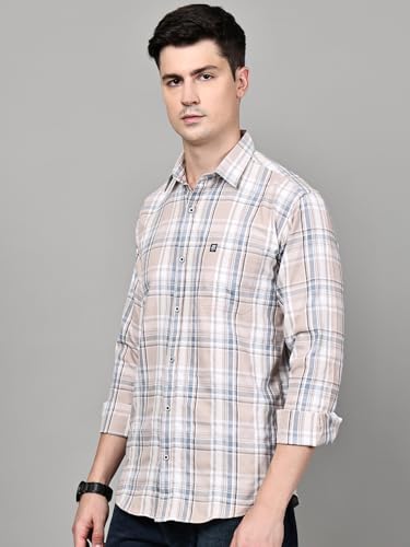 Image of Majestic Man Stylish Slim Fit Cotton Spread Collar Checked Casual Shirt for Men