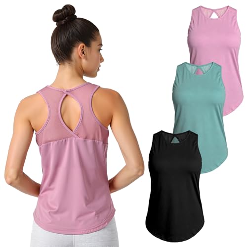 La mejor comparación de Ropa de Ejercicio y fitness para Mujer para comprar hoy. 42 UOUOU Paquete de 3 Playeras Blusas Deportivas Mujer sin Mangas,Playera Deportiva Mujer, Transpirable Tank Top Mujer Ejercicio, Camiseta Ropa Yoga Gym (Grande)