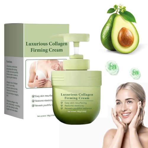 Lujosa crema reafirmante de colágeno, crema corporal hidratante de colágeno, crema reafirmante avanzada, crema reafirmante de colágeno, reafirma y aprieta para pieles de aspecto más joven,100g