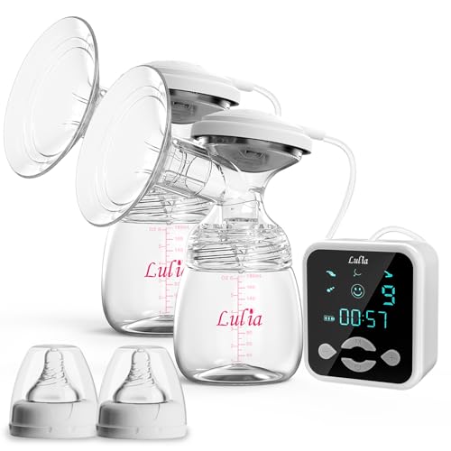 Lulia Sacaleches Eléctrico Portátil,Doble Extractor de Leche Recargable con 4 Modos y 9 Niveles de Succión,Sacaleches sin BPA para viajes y hogar