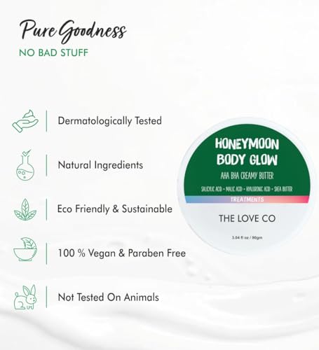 Image of THE LOVE CO 02% Salicylic Acid Body Wash +10% AHA + 2% BHA Body Butter - Body & Back Acne | Prevents Dry, Rough, Bumpy, and Strawberry Skin | Deep Cleanses Skin - Combo Pack of 2