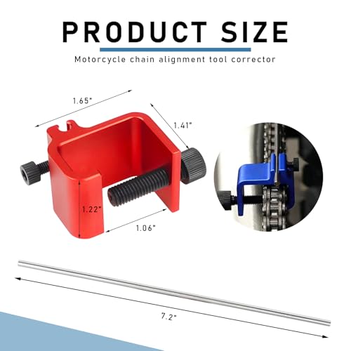 Image of KVAEY 2 PCS Chain Alignment Tool for Motorcycle, 08-0048 Aluminum Sprocket Chain Adjustment Tool, Quick & Accurate Professional Chain Alignment Tool Suitable for ATV Scooter (Orange Red+Blue)