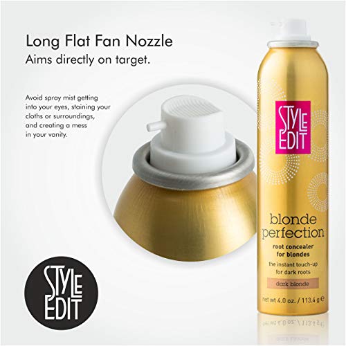 Style Edit DARK BLONDE Root Concealer Touch Up Spray | Instantly Covers Grey Roots | Professional Salon Quality Cover Up Hair Products for Women| 4 Ounce (Pack of 1)