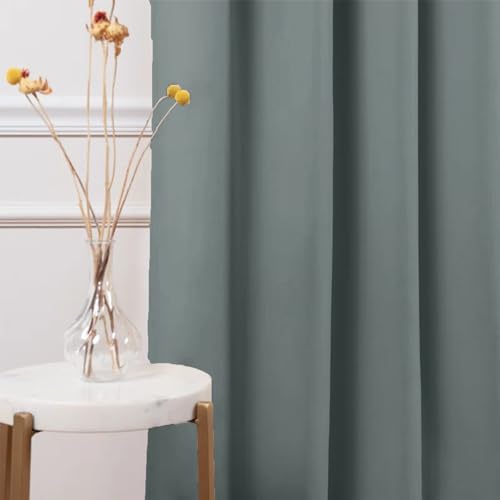 Image of HOMEMONDE Blackout Curtains 10 Feet Single Pcs - Polyester 95% Room Darkening Long Door Curtain with Rod Pocket Style, Fade Resistant Panels with Black Backing - (120 Inch, Grey)