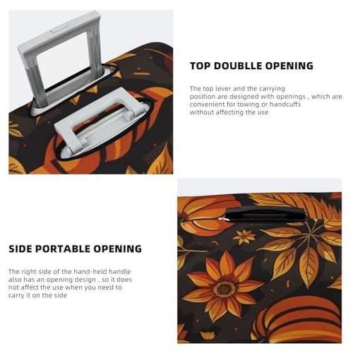 Autumn Pumpkin Leaves Print Luggage Covers For Suitcase,Elastic Washable & Stretchable Suitcase Covers For Luggage, Anti-Scratch - Fits 18-32 Inch Luggage-No Luggage Included3