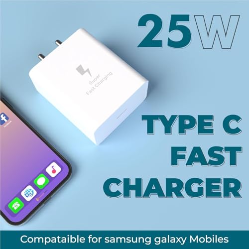 Image of 45W Super Fast Charger Compatible with Samsung Galaxy S25 / S24 /S23 /S22 /S21 /S20 (Ultra /Plus /Fe), Note 20 /20+ /10(All Series), Z Fold /Flip /S /A /F /M Series | Type C PD 3.0 Charger Adapter White