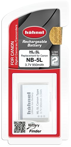 Batería Li-Ion Canon NB-5L Hähnel HL-5L de 3.7V y 950mAh para cámaras digitales