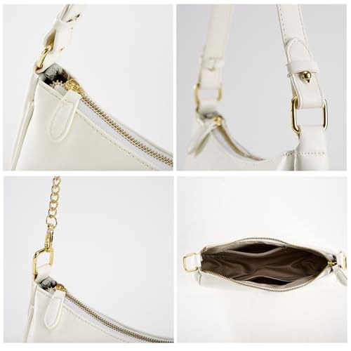 Image of Shoulder Bags for Women Leather Hobo Sling Tote Handbag Retro Clutch Purse with 2 Removable Straps and Zipper Closure