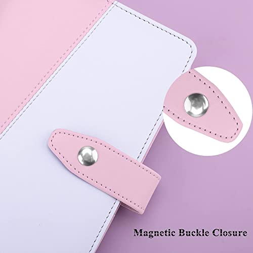 Antner A6 Pu Leather Notebook Binder (Pink And White) Bundle | 24 Pieces A6 Size Binder Pockets #TOP4