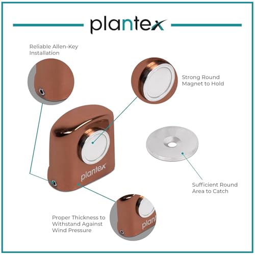 Image of Plantex Door Stopper for Home /Door Catch Holder for Home /Office /Hotel /Magntic Door Stopper /Gate Stopper for Main Door /Stops for Door - Set of 6 (Rose Gold)