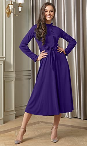 Image of KOH KOH Womens Long Sleeve Semi Formal Work Elegant Pockets Mini Midi Dress