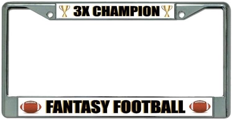Fantasy Football 3X Champion Chrome License Plate Frame